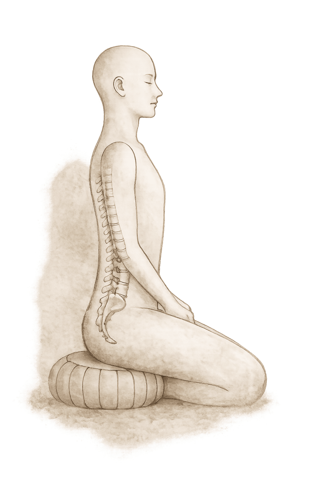 Postura de zazen - columna vertebral alineada