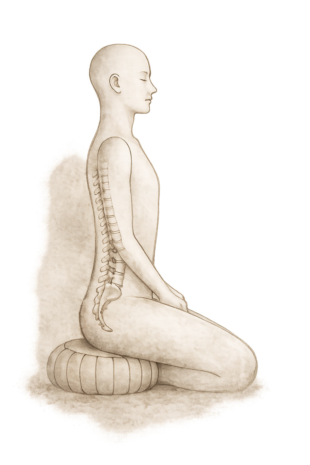 Postura de zazen - columna vertebral alineada